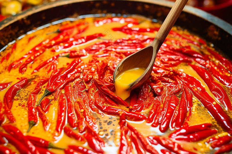 红色熬制美味的中国四川麻辣火锅底料辣椒油摄影背景,高清,摄影图,摄影图片,图片大全,摄影图免费下载